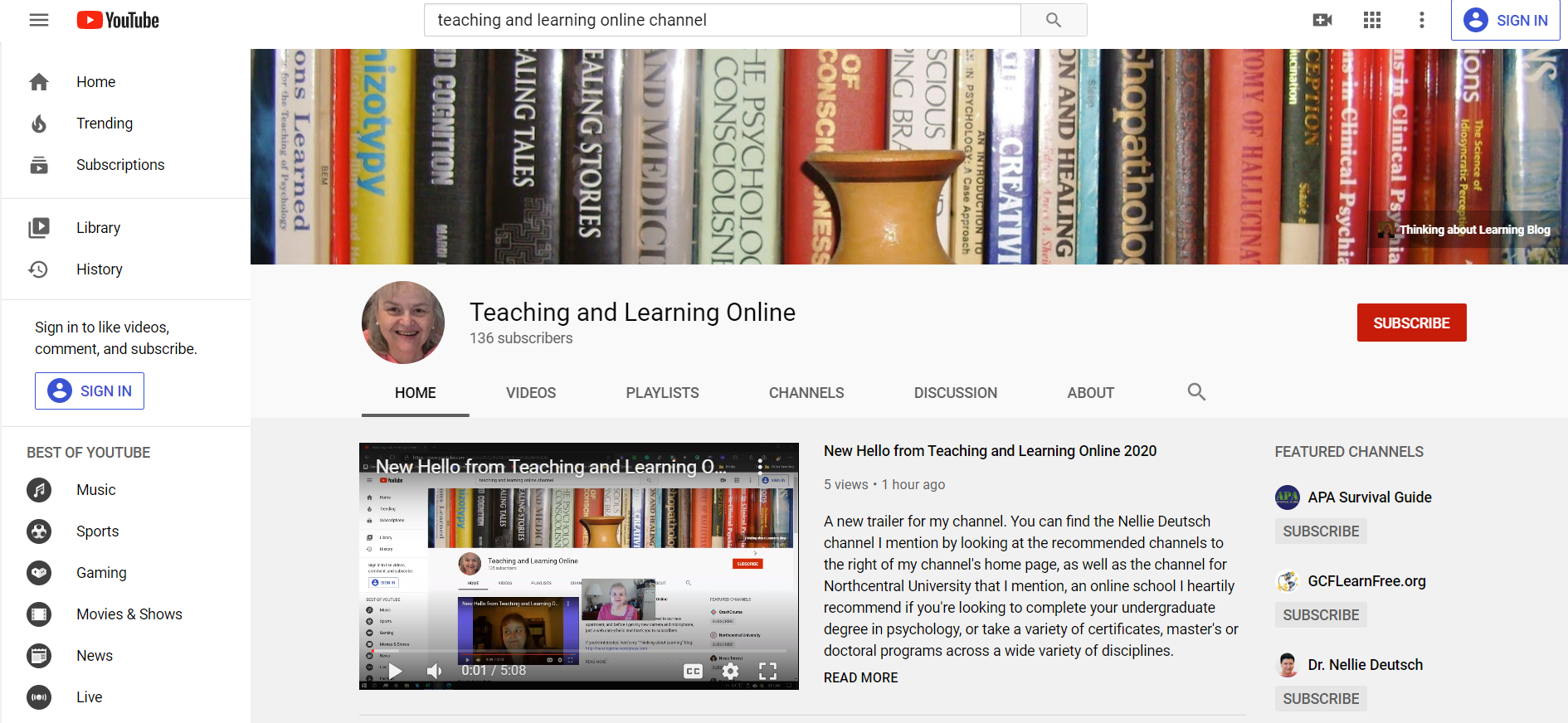 Teaching and Learning Online YouTube Channel with August 2020 Trailer